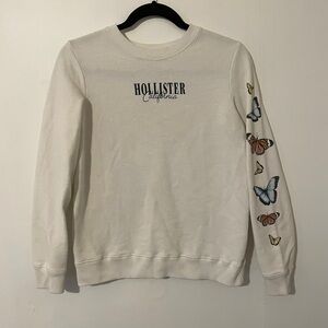 Hollister White Butterfly Sleeve Crewneck Sweatshirt